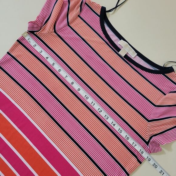 MICHAEL Michael Kors Abbey Striped Short Sleeve Shift Crew Dress - Picture 6 of 15